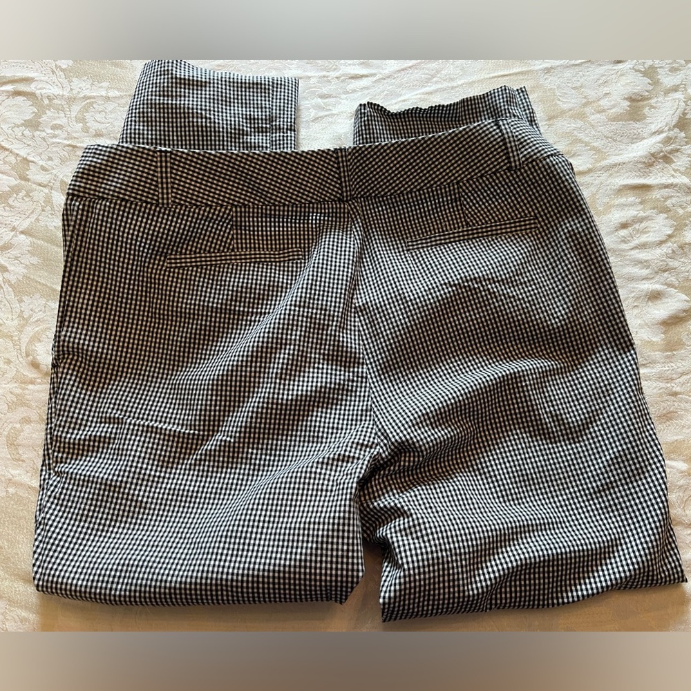 Women’s Banana Republic Black and White Gingham Check Cropped Pants Cotton - Picture 3 of 6